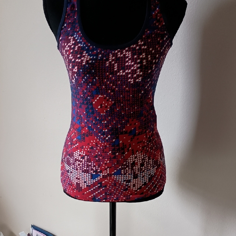 Women's Red and Blue Patterned Tank Top